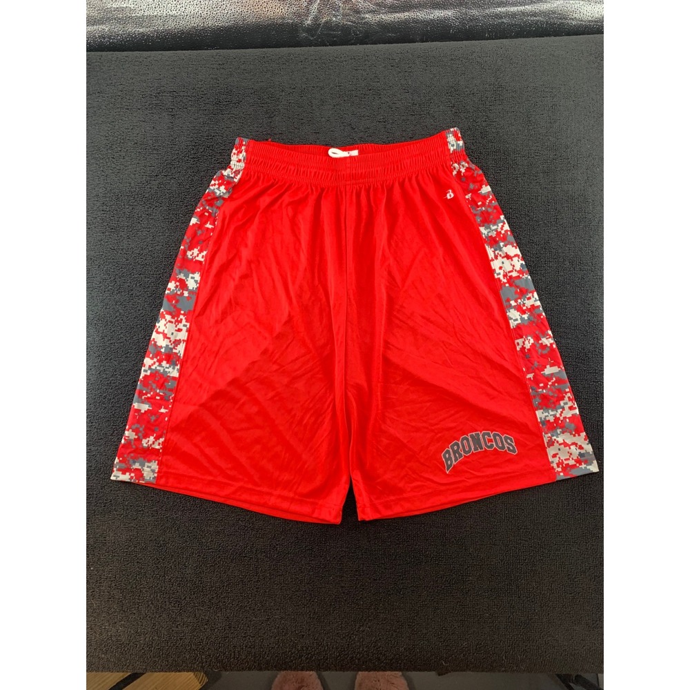 Badger Sport Broncos Red Digital Camo Athletic Gym‎ Shorts Men's Size L